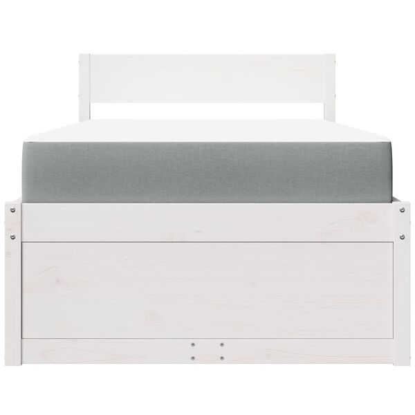 vidaXL seng med skuffer og madras 100x200 cm massivt fyrretr&aelig; hvid