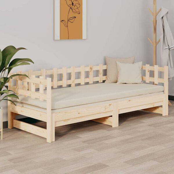 vidaXL daybed med udtr&aelig;k 2x(90x190) cm massivt fyrretr&aelig;