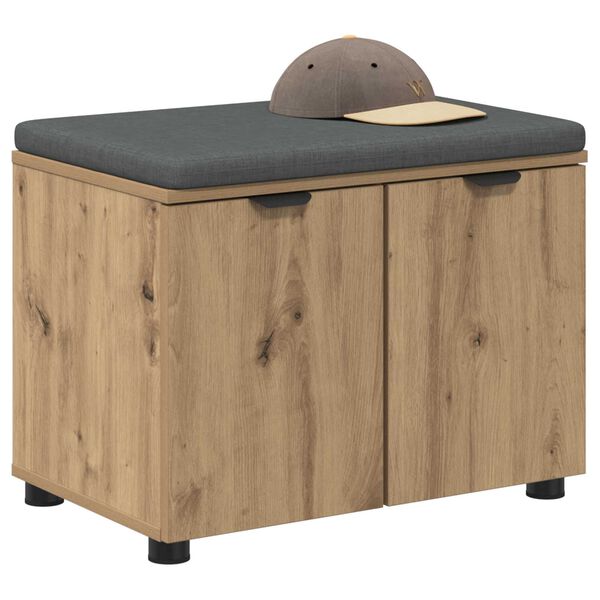 vidaXL Hallb&aelig;nk med pude med opbevaring Artisan Egetr&aelig; 60 x 38 x 46 cm