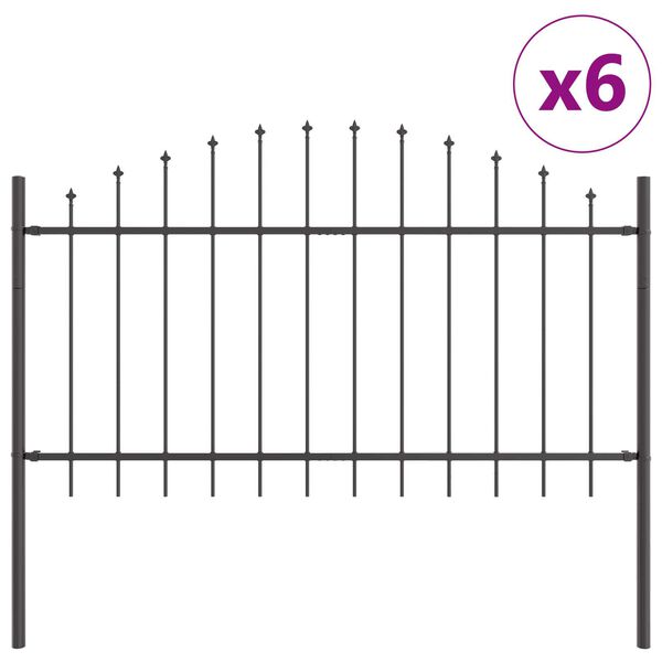 vidaXL Havehegn 6 pcs Gr&aring; 170 x 140 cm Pulverlakeret st&aring;l