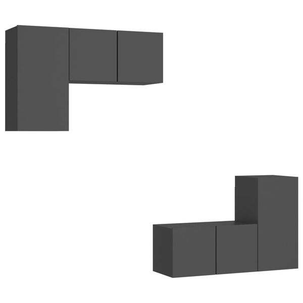 vidaXL tv-skabss&aelig;t 4 dele konstrueret tr&aelig; gr&aring;