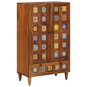 vidaXL Highboard med skuffe Valn&oslash;d 60 x 33,5 x 100 cm Massivt mangotr&aelig;