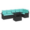 vidaXL Havesofa S&aelig;t med pude med opbevaring 7 pcs Sort Poly rattan