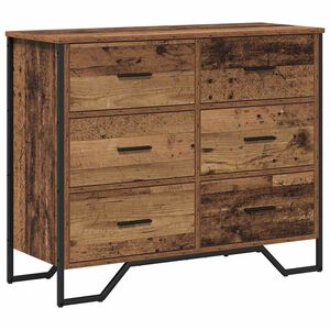 vidaXL Skuffeskab 6-Skuffe Gammelt tr&aelig; 91 x 35,5 x 74,5 cm