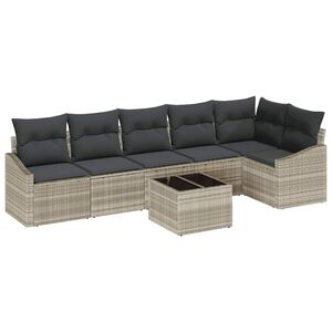 vidaXL Havesofa S&aelig;t 7 stk. Lysegr&aring; polyrattan