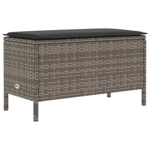 vidaXL Havepuf med pude Gr&aring; og M&oslash;rkegr&aring; 80 x 38 x 45 cm PE Rattan
