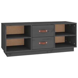 vidaXL tv-bord 100x34x40 cm massivt fyrretr&aelig; gr&aring;