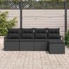 vidaXL Sofa S&aelig;t med pude 5 pcs Sort polyrattan