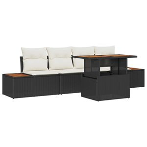 vidaXL Havesofa S&aelig;t med opbevaring 5 pcs Sort Poly rattan