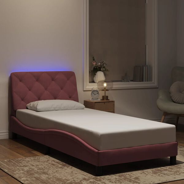vidaXL sengeramme med LED uden madras 80x200 cm velour pink