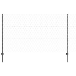 vidaXL Sekskantet hegn med stolpe 50 x 1,4 m PVC-belagt st&aring;l Gr&aring; Mesh