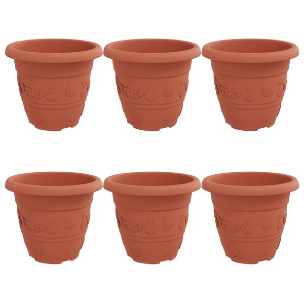 vidaXL Rund Blomsterpotte 6 pcs Mursten R&oslash;d &Oslash; 26 x 21.5 cm Plastik