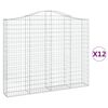 vidaXL buede gabionkurve 12 stk. 200x30x160/180 cm galvaniseret jern