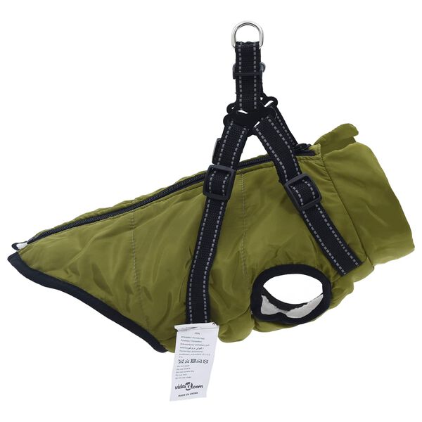 vidaXL Hundejakke Army Gr&oslash;n L36 Fleece og polyester