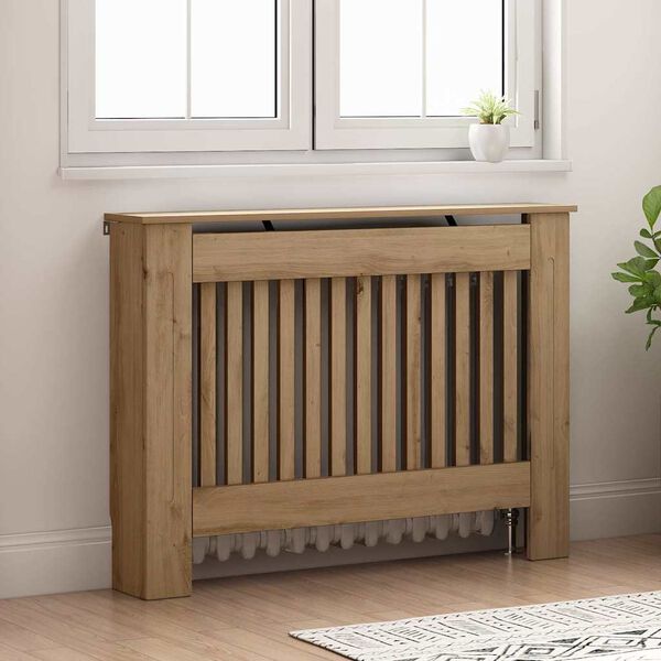 vidaXL Radiatorcover Artisan Egetr&aelig; 112 x 19 x 81,5 cm Konstrueret tr&aelig;