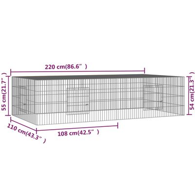 vidaXL 2-panels kaninbur 220x110x55 cm galvaniseret jern