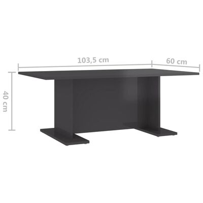 vidaXL sofabord 103,5x60x40 cm spånplade grå højglans