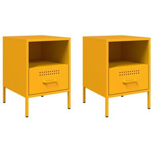 vidaXL sengeborde 2 stk. 36x39x50,5 cm st&aring;l sennepsgul