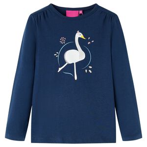 Lang&aelig;rmet T-shirt til b&oslash;rn str. 116 marinebl&aring;