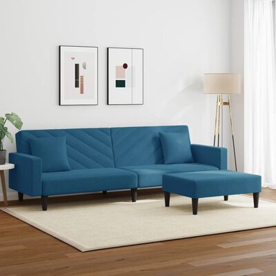 vidaXL sofasæt 2 dele med puder velour blå
