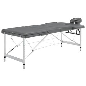 vidaXL massagebord med 3 zoner aluminiumsstel 186 x 68 cm antracitgr&aring;