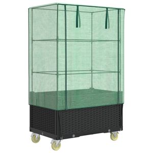 vidaXL h&oslash;jbed med overtr&aelig;k og hjul 80x50x182 cm rattan-look