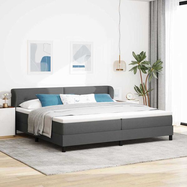 vidaXL Box spring seng med madras M&oslash;rkegr&aring; 200 x 200 cm Stof