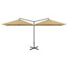 vidaXL dobbelt parasol 600x300 cm st&aring;lstang gr&aring;brun
