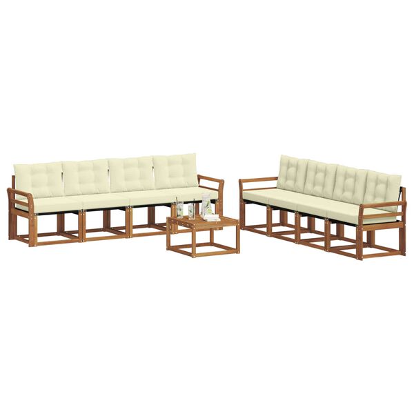 vidaXL Udend&oslash;rs sofagruppe med pude 9 pcs Naturlig og Fl&oslash;de