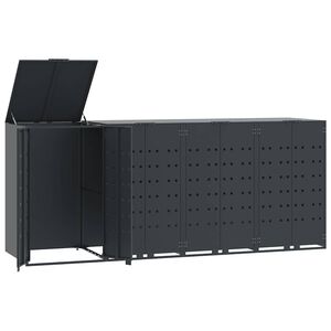 vidaXL skraldespandsskjuler 276x79x117 cm 4 rum st&aring;l antracit