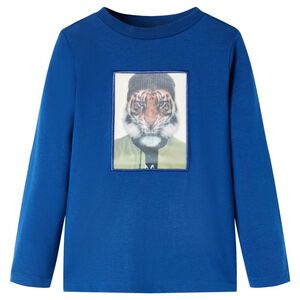 vidaXL Lang&aelig;rmet T-shirt til b&oslash;rn str. 128 m&oslash;rkebl&aring;