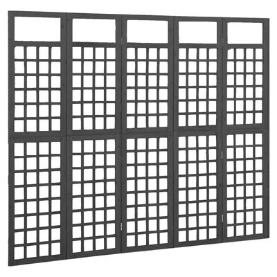 vidaXL 5-panels rumdeler/espalier 201,5x180 cm massivt grantræ sort