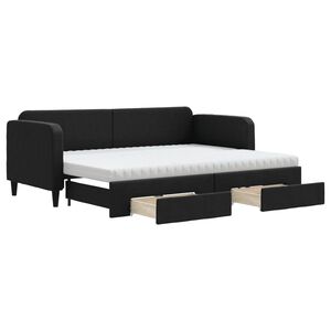 vidaXL daybed med udtr&aelig;k og skuffer 80x200 cm stof sort