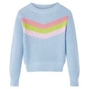 Sweater til b&oslash;rn str. 104 strikket bl&aring;