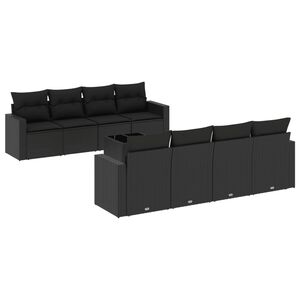 vidaXL sofas&aelig;t til haven 9 dele med hynder polyrattan sort