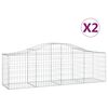 vidaXL buede gabionkurve 2 stk. 200x50x60/80 cm galvaniseret jern