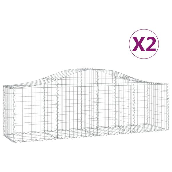 vidaXL buede gabionkurve 2 stk. 200x50x60/80 cm galvaniseret jern