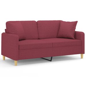 vidaXL 2-personers sofa med pyntepuder 140 cm stof vinr&oslash;d