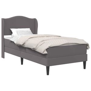vidaXL Sengestel med hovedg&aelig;rde Gr&aring; 90 x 190 cm Kunstl&aelig;der