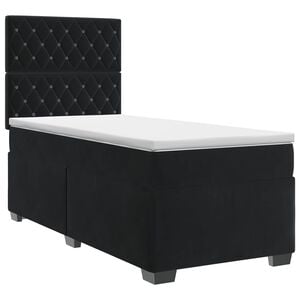 vidaXL Boxmadras med topmadras med hovedg&aelig;rde Sort 80 x 200 cm Fl&oslash;jl