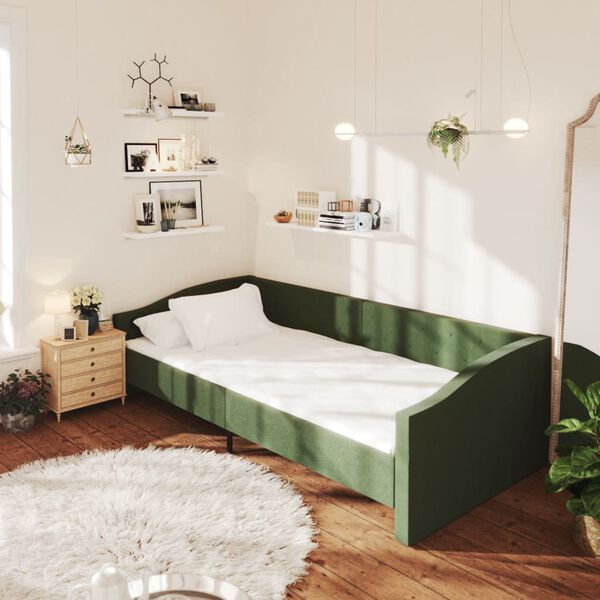 vidaXL daybed med madras og USB 90x200 cm stof m&oslash;rkegr&oslash;n