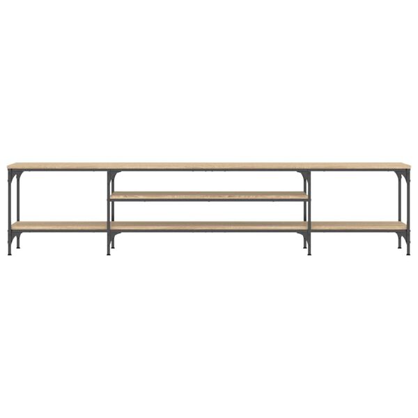 vidaXL tv-bord 201x35x45 cm konstrueret tr&aelig; og jern sonoma-eg