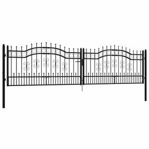 vidaXL hegnsl&aring;ge KAMPEN med spydtop sort 394,5x100 cm st&aring;l