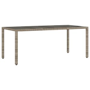 vidaXL havebord med glastop 190x90x75 cm polyrattan gr&aring;