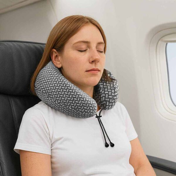 vidaXL Rejse nakkepude Enfarvet Gr&aring; 30 x 28 x 14 cm Polyester