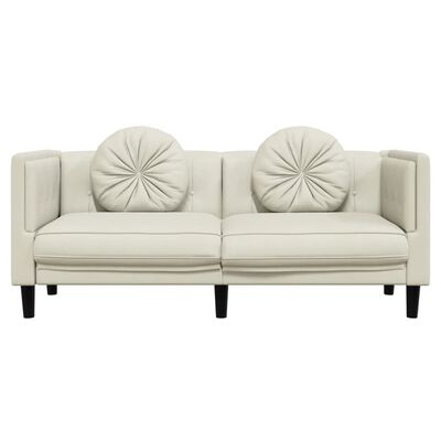 vidaXL 2-personers sofa med hynder velour cremefarvet
