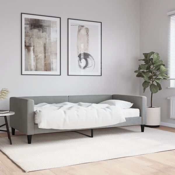vidaXL daybed med madras 90x200 cm stof lysegrå
