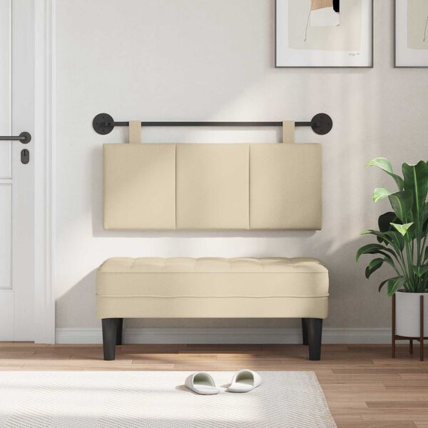 vidaXL H&aelig;ngende Hovedgavl V&aelig;gmonteret Creme 110 x 55 x 5 cm Stof