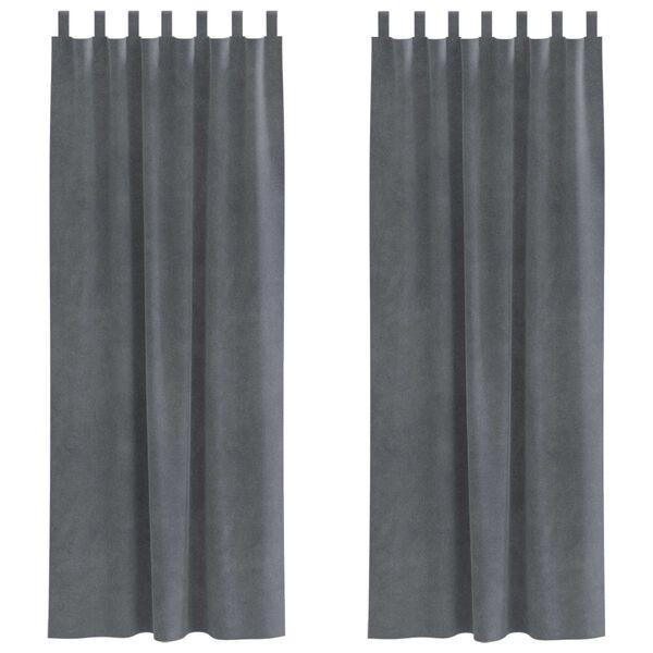 vidaXL Mørklægningsgardiner 2 pcs Lysegrå 140 x 245 cm Fløjl