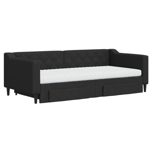 vidaXL daybed med udtræk og skuffer 90x190 cm stof sort